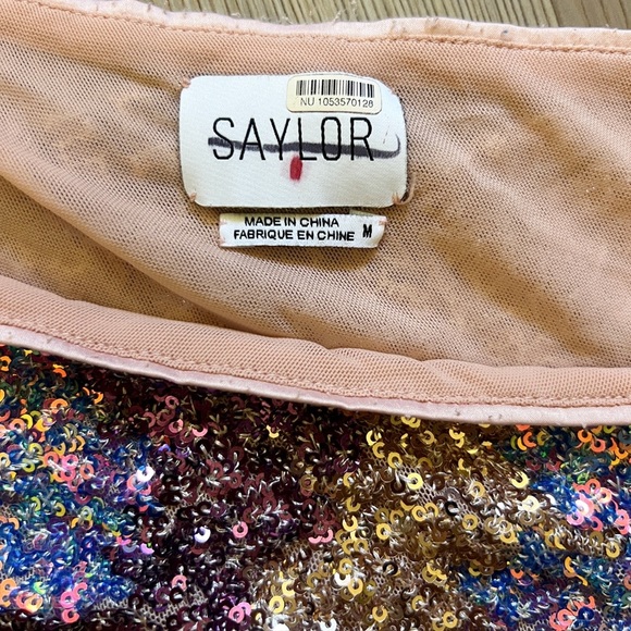 Saylor Tess One Shoulder Long Sleeve Zigzag Sequin Top - Picture 16 of 16